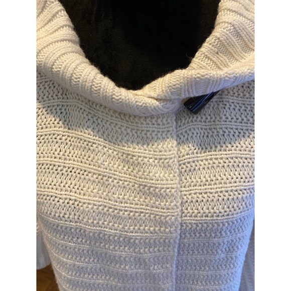 Cowl Neck Sweater Jacket Beige Cream Size ? Small 45% Cotton 20% Wool 3/4 Sleeve - Picture 2 of 12